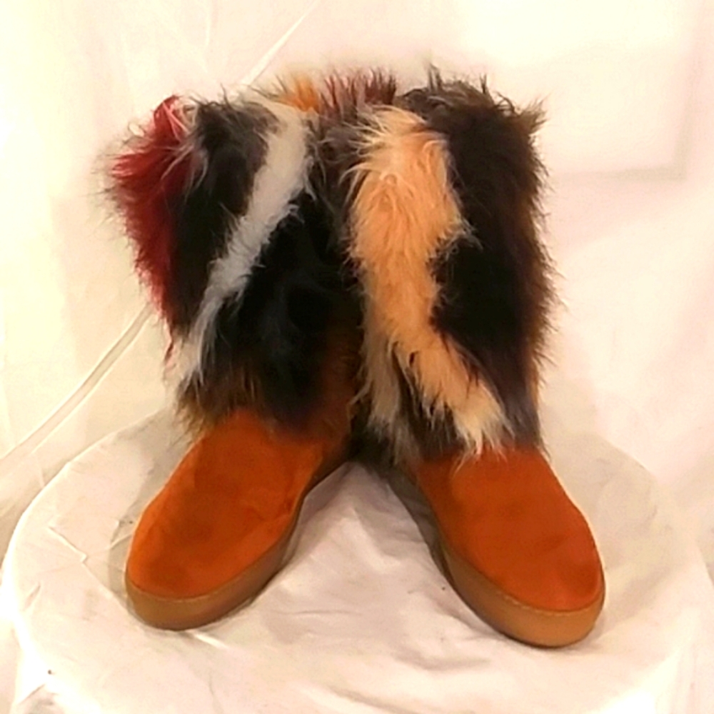 🔥 Like New Penny Loves Kenny Camel & Multicolor Fur Booties